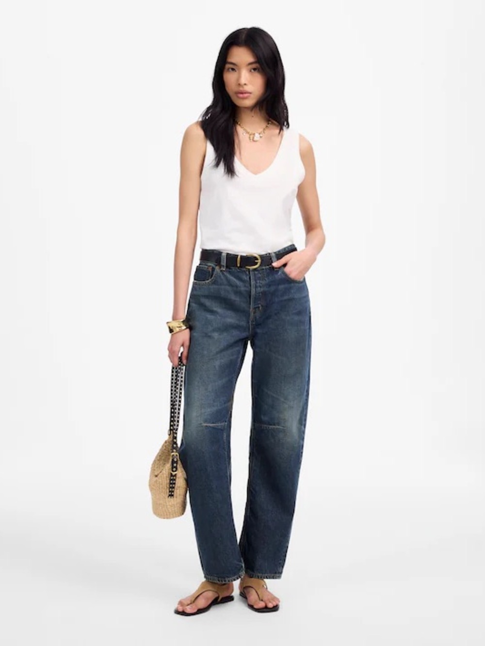Madewell Dark Blue The Darted Barrel Leg Jeans size 30 baggy - Picture 2 of 7